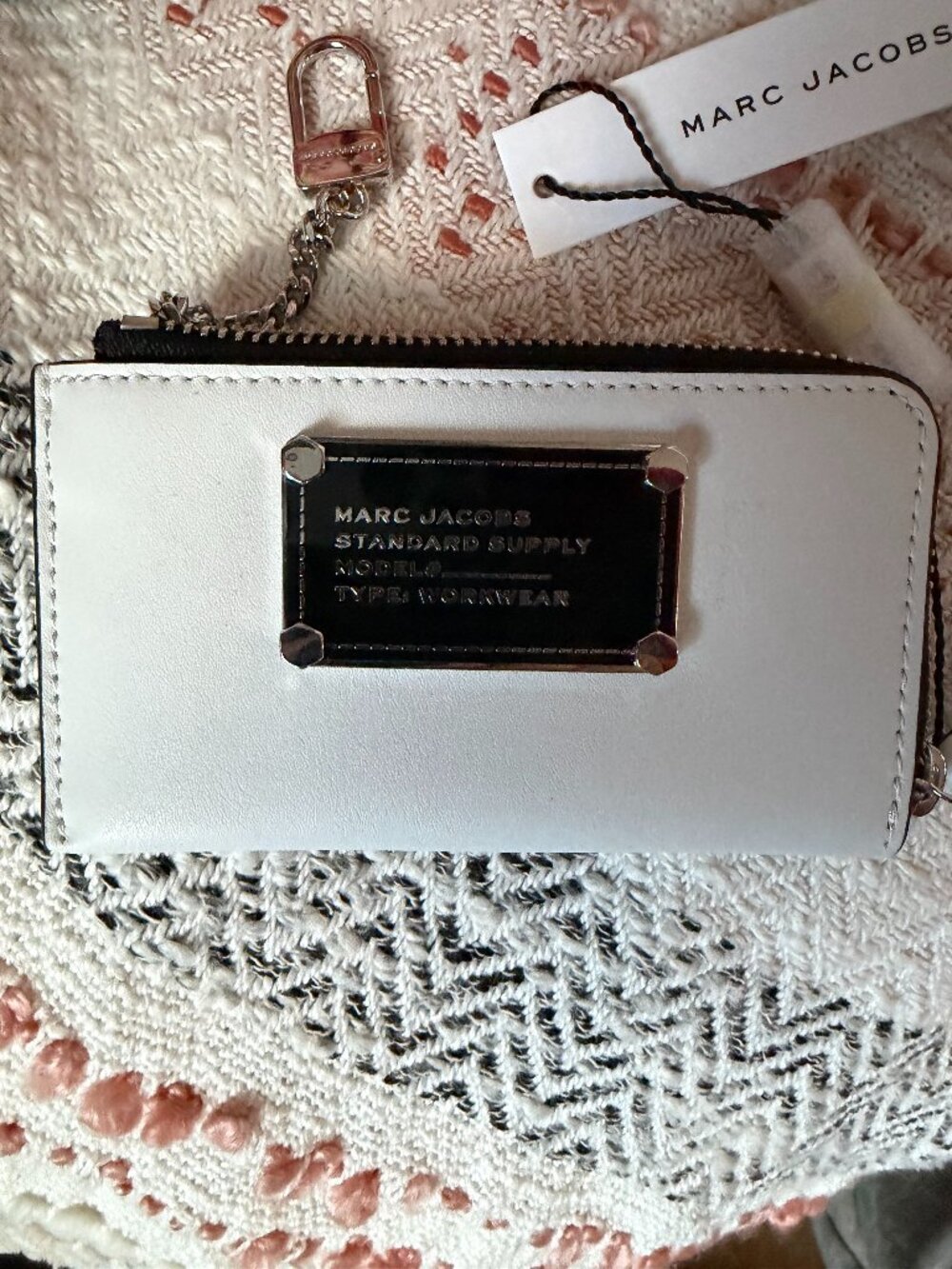 Marc Jacobs Standard Supply Cotton White Zip Wallet Card Case NWT